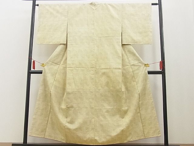 平和屋着物■上質な紬　格子柄　逸品　BAAD8276hj