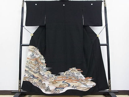 平和屋着物■豪華黒留袖　風景文　金彩　逸品　DAAC6272fe