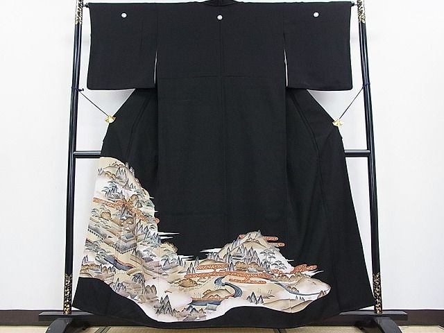 平和屋着物■豪華黒留袖　風景文　金彩　逸品　DAAC6272fe