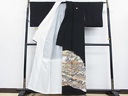 平和屋着物■豪華黒留袖　風景文　金彩　逸品　DAAC6272fe