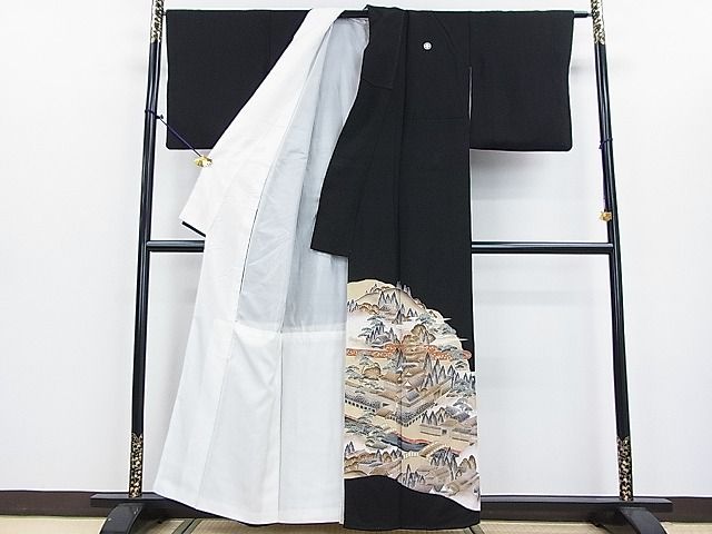 平和屋着物■豪華黒留袖　風景文　金彩　逸品　DAAC6272fe