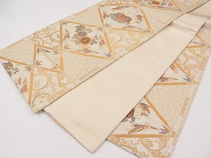 平和屋着物◎六通柄袋帯 唐織 天井菱花鳥文 金糸 逸品 CAAB7114ku