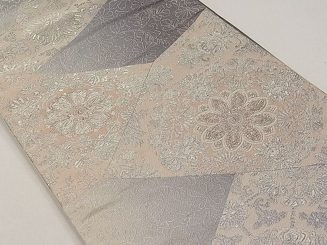 平和屋着物◎六通柄袋帯 切嵌花文 銀糸 逸品 CAAB7118ku