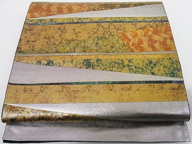 A 17美品　袋帯　六通柄　螺鈿　引箔 平和屋着物□六通太鼓柄袋帯 螺鈿箔 幾何学文様 引箔 正絹