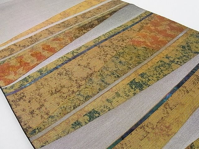 平和屋着物■六通太鼓柄袋帯 螺鈿箔 幾何学文様 引箔 正絹 逸品 AAAE8062Atn