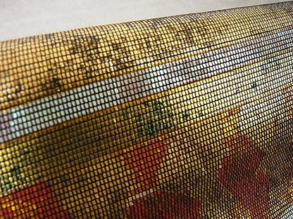 平和屋着物■六通太鼓柄袋帯 螺鈿箔 幾何学文様 引箔 正絹 逸品 AAAE8062Atn