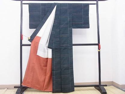 平和屋着物■上質な紬 横段文 逸品 BAAD6616xi