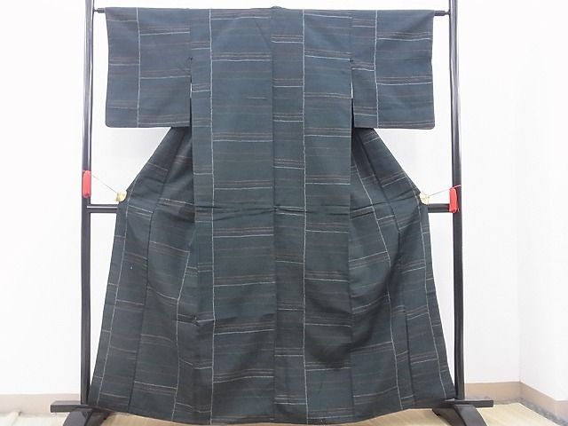 平和屋着物■上質な紬 横段文 逸品 BAAD6616xi