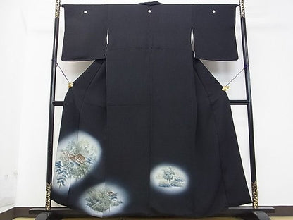 平和屋着物■豪華黒留袖　手描き　風景樹林文　金彩　逸品　DAAC7934ud