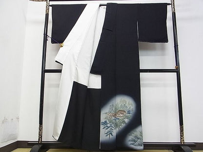 平和屋着物■豪華黒留袖　手描き　風景樹林文　金彩　逸品　DAAC7934ud