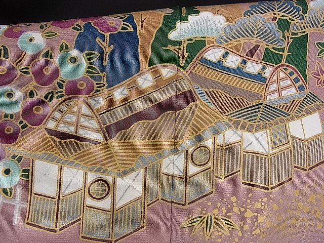 平和屋着物■豪華黒留袖　松竹梅千鳥風景花文　暈し染め　金彩　逸品　CAAC9741ze
