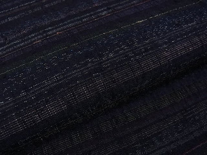 平和屋本店■希少　本場結城紬　重要無形文化財　永井千代子作　単衣　横縞　反端付き　逸品　未使用　DZAA0494kh4