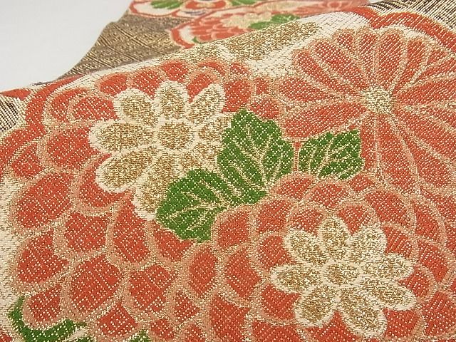 平和屋着物■六通柄京袋帯 花丸文 金糸 正絹 逸品 AAAE8463Apf
