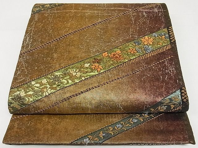 平和屋着物◎両面六通柄袋帯 唐織 裂取更紗 正絹 逸品 AAAF0479Asx