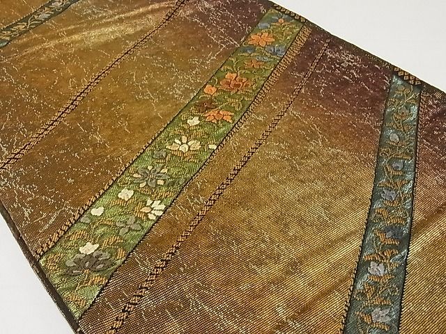 平和屋着物◎両面六通柄袋帯 唐織 裂取更紗 正絹 逸品 AAAF0479Asx