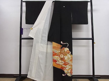 平和屋着物■豪華黒留袖　駒刺繍　吉祥草花丸文　金彩　逸品　CAAC9794ze