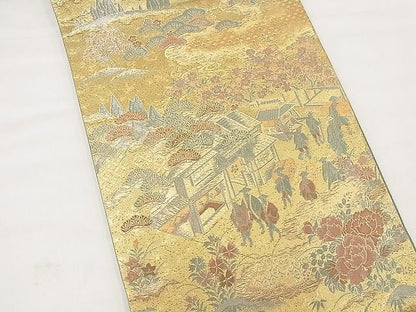 平和屋着物◎六通柄袋帯 千石錦 千武百織 金糸 逸品 BAAD6023kj