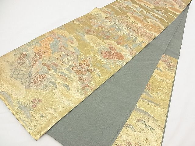 平和屋着物◎六通柄袋帯 千石錦 千武百織 金糸 逸品 BAAD6023kj