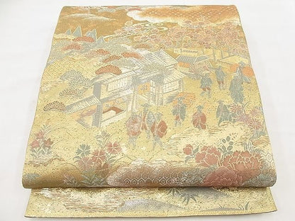 平和屋着物◎六通柄袋帯 千石錦 千武百織 金糸 逸品 BAAD6023kj