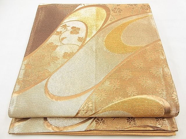 平和屋着物◎全通柄袋帯 流水花文 金糸 逸品 BAAD6044kj