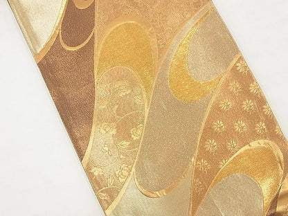 平和屋着物◎全通柄袋帯 流水花文 金糸 逸品 BAAD6044kj