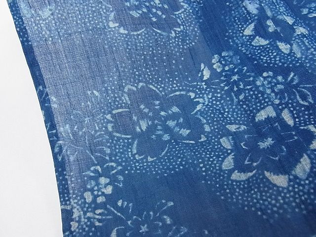 平和屋本店■超希少 夏物 人間国宝 千葉あやの後継者 宮崎県重要無形文化財 千葉よしの 正藍冷染 小千谷ちぢみ 反端付き 麻 逸品CZAA0002s4