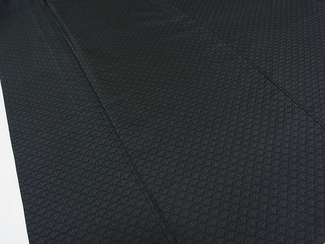 平和屋本店▽極上　本場筑前博多織　お召　単衣　切子　筑前織物謹製　黒緑色　証紙付き　逸品　未使用　CZAA0007s4