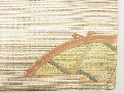 平和屋着物◎太鼓柄袋帯 駒刺繍 如水つづれ 籬 金糸 逸品 BAAE0616kj
