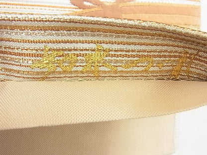 平和屋着物◎太鼓柄袋帯 駒刺繍 如水つづれ 籬 金糸 逸品 BAAE0616kj
