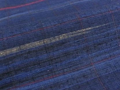 平和屋本店●極上 郡上紬 草木染 横段文 逸品 CZAA0049s4