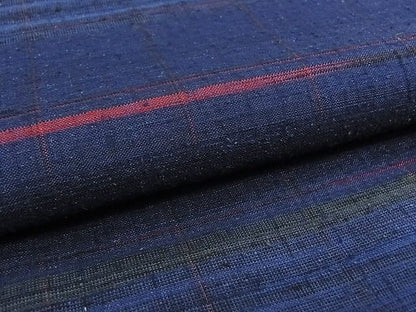 平和屋本店●極上 郡上紬 草木染 横段文 逸品 CZAA0049s4