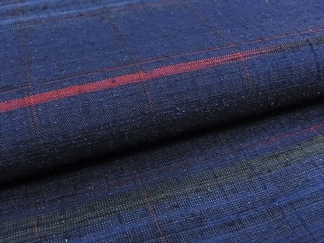平和屋本店●極上 郡上紬 草木染 横段文 逸品 CZAA0049s4