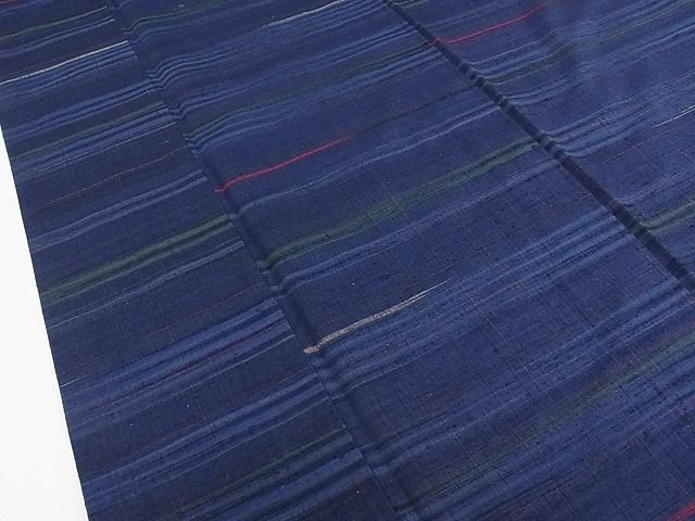 平和屋本店●極上 郡上紬 草木染 横段文 逸品 CZAA0049s4