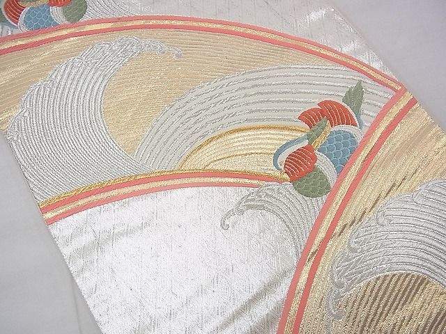 平和屋着物◎六通柄袋帯 唐織 流水鴛鴦文様 金銀糸 逸品 BAAD5702fk