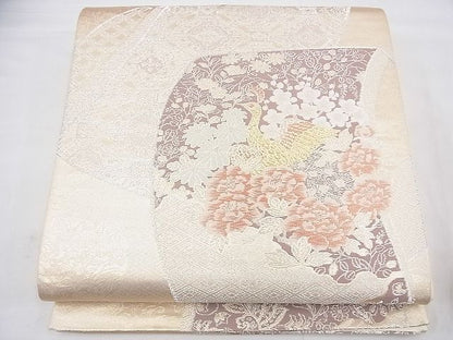 平和屋着物◎六通柄袋帯 唐織 孔雀花絵巻 金銀糸 逸品 BAAD8424fk