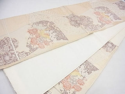 平和屋着物◎六通柄袋帯 唐織 孔雀花絵巻 金銀糸 逸品 BAAD8424fk