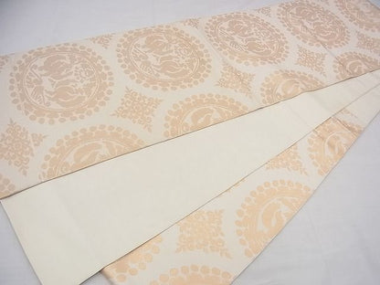 平和屋着物◎西陣 六通柄 本袋帯 向かい鳳凰丸文 金糸 逸品 BAAD8444fk