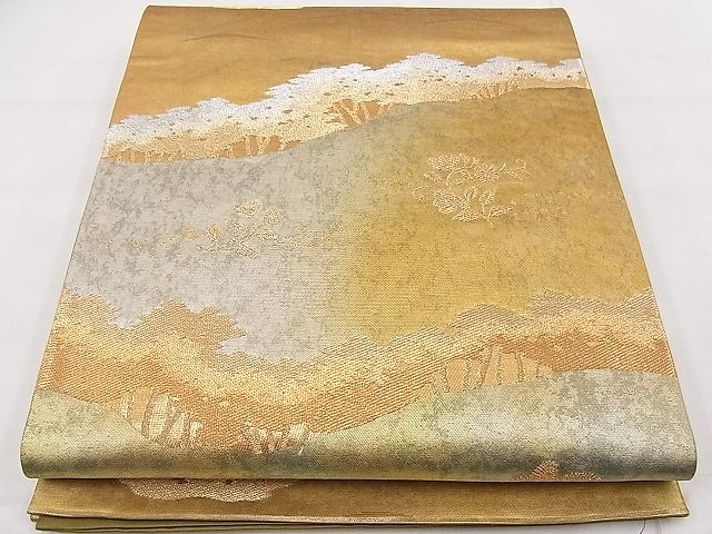 平和屋着物◎六通柄袋帯 樹林風景文 金銀糸 逸品 BAAD6547hz