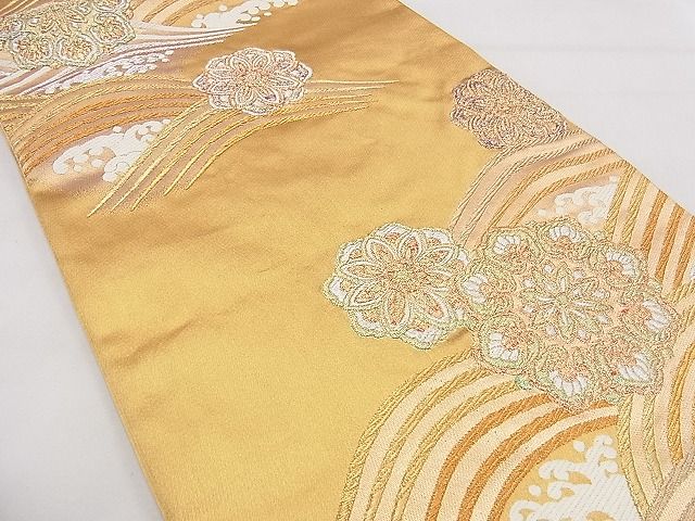 平和屋着物◎六通柄袋帯 唐織 宝相華立波文 金銀糸 逸品 BAAD6590hz