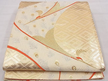 平和屋着物◎六通柄袋帯 唐織 孔雀文 九百錦 金銀糸 逸品 BAAE0014hz