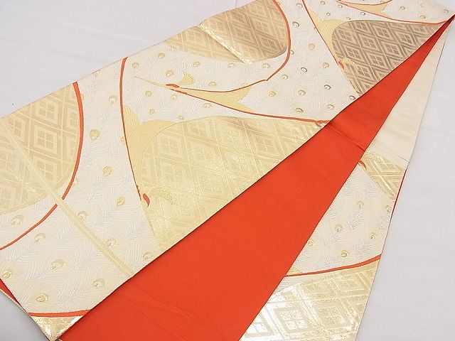 平和屋着物◎六通柄袋帯 唐織 孔雀文 九百錦 金銀糸 逸品 BAAE0014hz