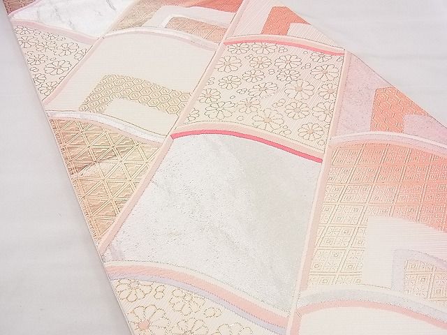 平和屋着物◎六通柄袋帯 唐織 瓦取吉祥花文 金糸 逸品 BAAE0059hz