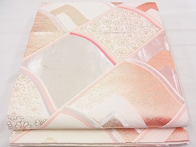 平和屋着物◎六通柄袋帯 唐織 瓦取吉祥花文 金糸 逸品 BAAE0059hz
