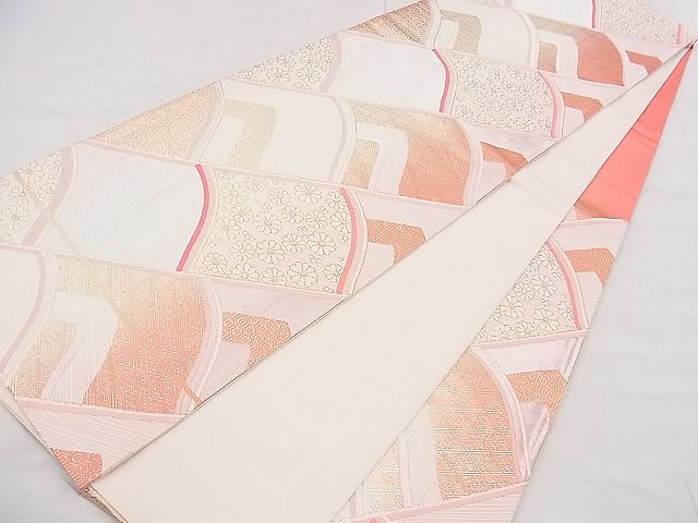 平和屋着物◎六通柄袋帯 唐織 瓦取吉祥花文 金糸 逸品 BAAE0059hz