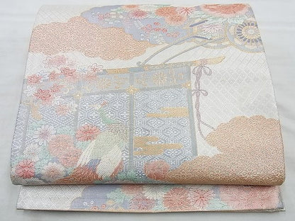 平和屋着物◎宝珠本佐賀錦 六通柄袋帯 雲取り吉祥花車文 金銀糸 逸品 BAAD7858vj