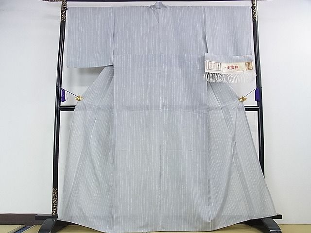 平和屋本店■極上　夏物　石川県指定無形文化財　夏牛首紬　白山工房　手織り　縞　証紙付き　逸品　DZAA0501kh5