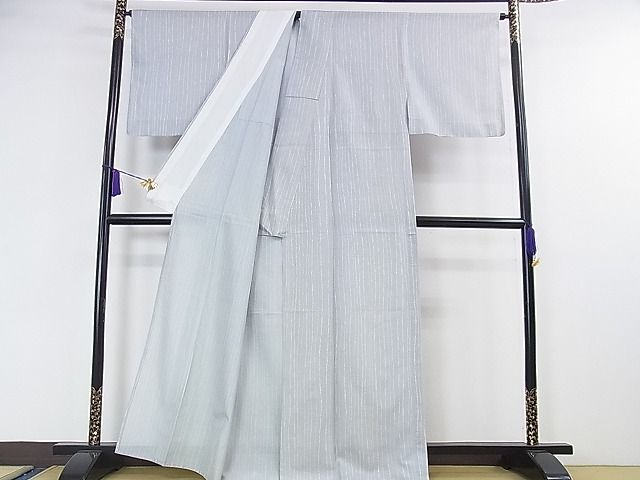 平和屋本店■極上　夏物　石川県指定無形文化財　夏牛首紬　白山工房　手織り　縞　証紙付き　逸品　DZAA0501kh5