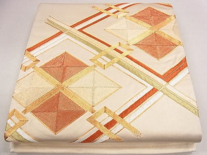 平和屋着物◎袋帯 総刺繍 駒刺繍 菱重ね文 逸品 CAAD0687eg