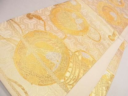 平和屋着物◎六通柄袋帯 鼓花文 金銀糸 逸品 CAAD0689eg
