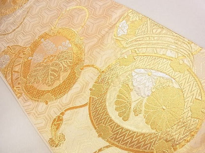 平和屋着物◎六通柄袋帯 鼓花文 金銀糸 逸品 CAAD0689eg